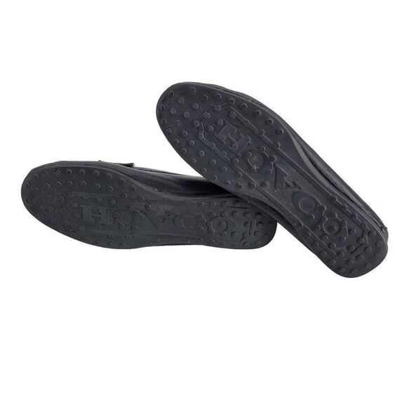 Coach Fredrica Pebble Leather Loafers 6.5 Black A5175 Slip On Flats Silver Logo - Picture 13 of 15